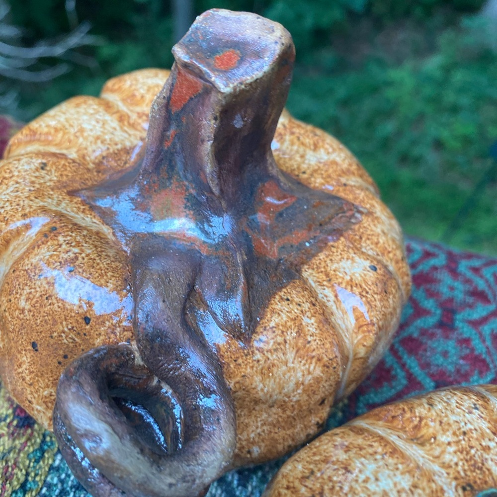 AMBER PUMPKINS pottery handmade Halloween Autumn Thanksgiving Decor Holi… - Picture 4 of 8